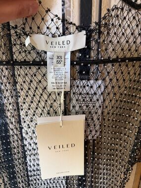 2 piece Mesh crystal black overlay with champagne pink satin long sleeve dress